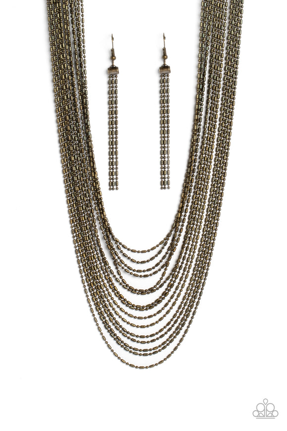 Cascading Chains - Brass - Paparazzi