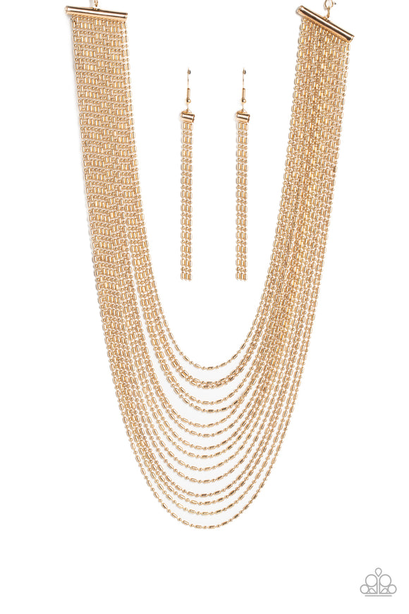 Cascading Chains - Gold - Paparazzi